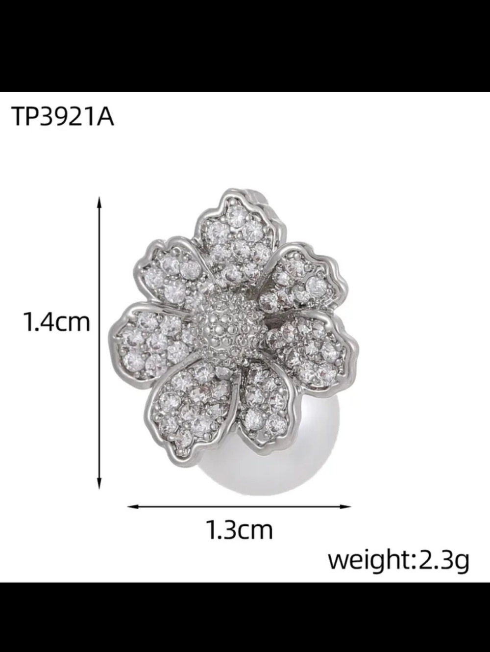 Silver Crystal Flower Necklace Pearl Drop Pendant Elegant Bridal Style Jewelry - Picture 4 of 4